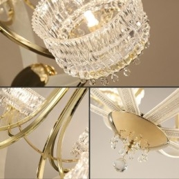 Modern Contemporary 8 Light Steel Chandelier with Crystal Shade