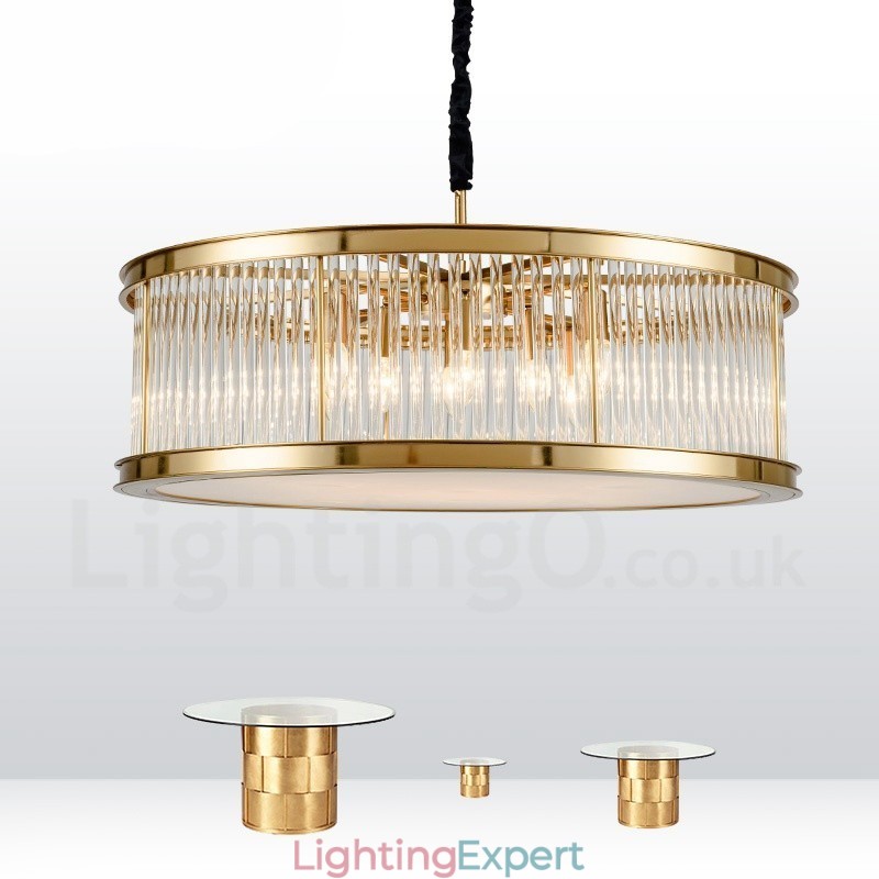 Modern Contemporary 8 Light Steel Pendant Light with Crystal Acrylic Shade