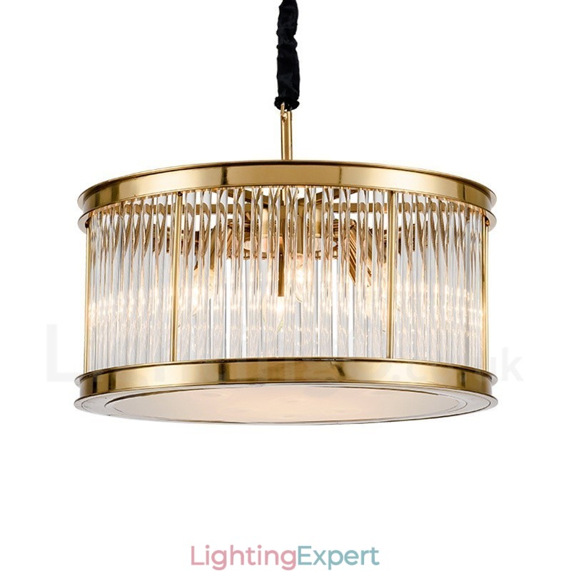 Modern Contemporary 8 Light Steel Pendant Light with Crystal Acrylic Shade