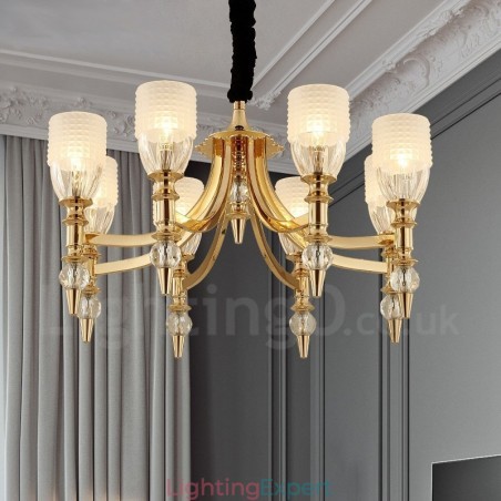 Mediterranean 8 Light Steel Chandelier with Glass Shade Mediterranean 8 Light Steel Chandelier with Glass Shade