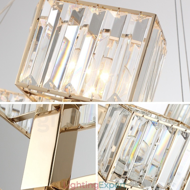 Modern Contemporary 10 Light Steel Pendant Light with Crystal Shade