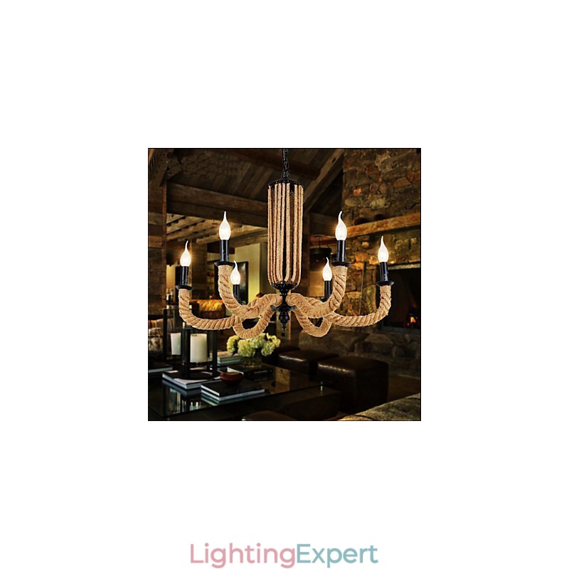 Retro Rope Chandelier Iron lamp