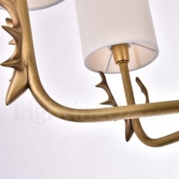 Rustic Lodge 8 Light Brass Chandelier with Fabric Shade
