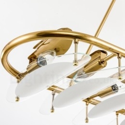 Modern Contemporary 9 Light Brass Pendant Light with Glass Shade