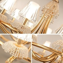 Modern Contemporary 6 Light Crystal Steel Chandelier with Acrylic Shade