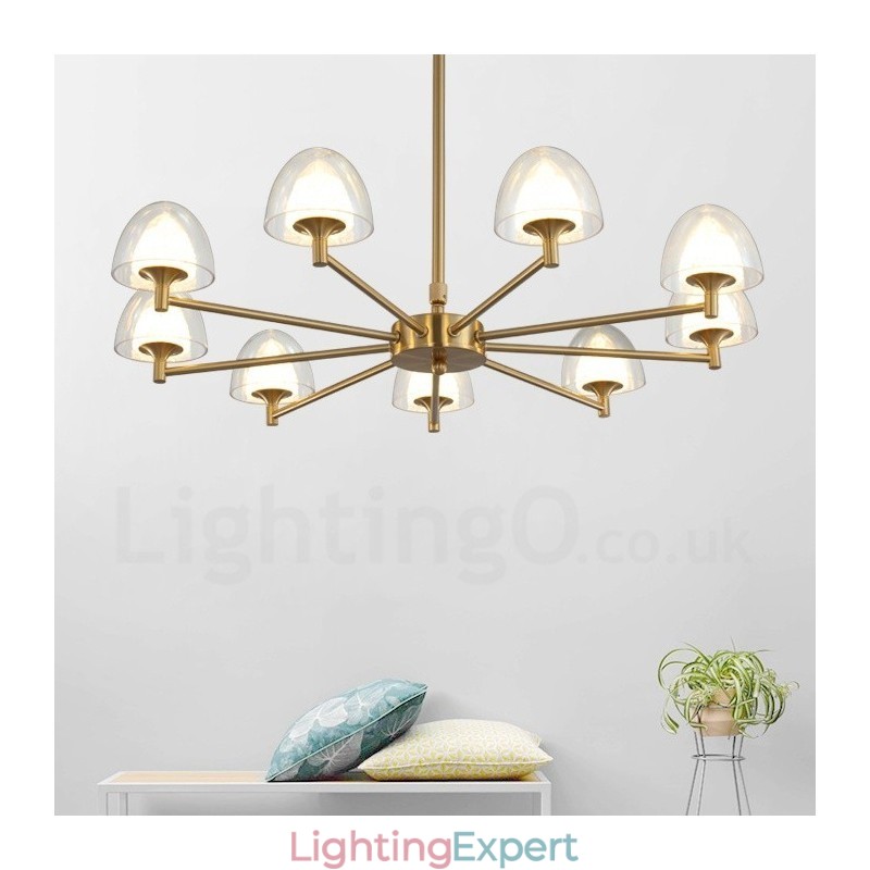 Modern Contemporary 9 Light Metal Chandelier with Acrylic Shade