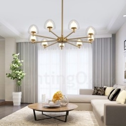 Modern Contemporary 9 Light Metal Chandelier with Acrylic Shade