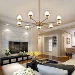 Modern Contemporary 9 Light Metal Chandelier with Acrylic Shade