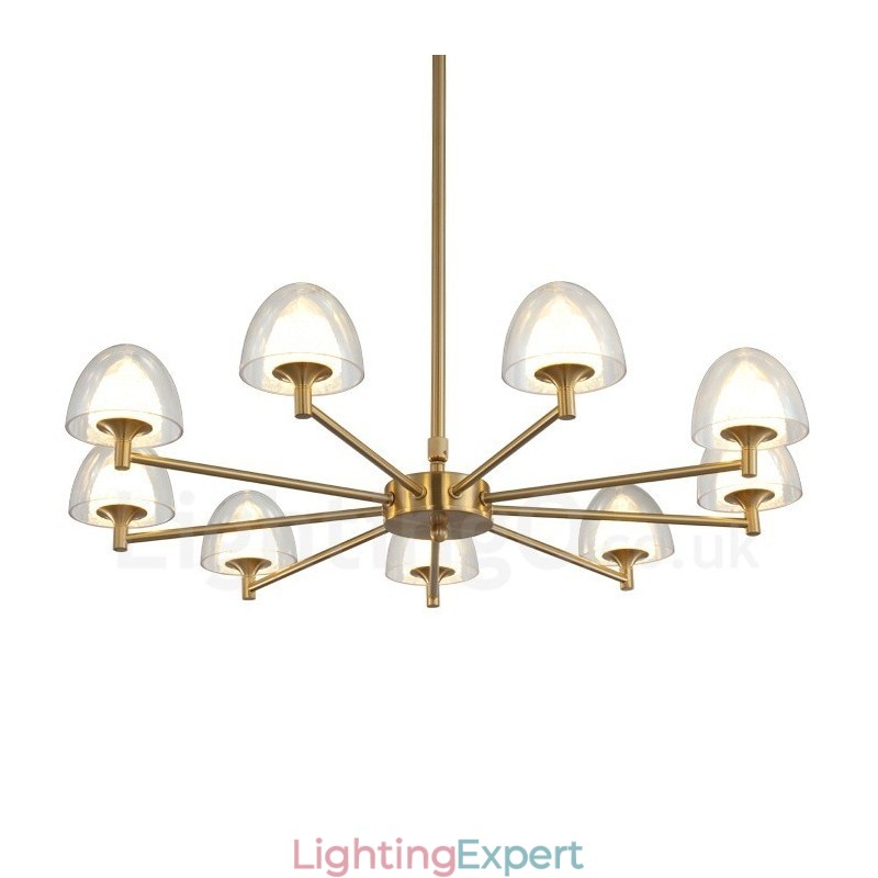 Modern Contemporary 9 Light Metal Chandelier with Acrylic Shade