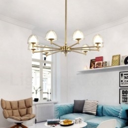 Modern Contemporary 9 Light Metal Chandelier with Acrylic Shade