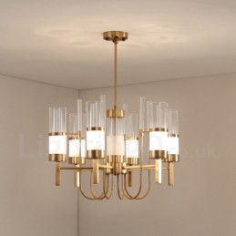 Rustic Lodge Modern Contemporary 6 Light Steel Chandelier with Glass Shade