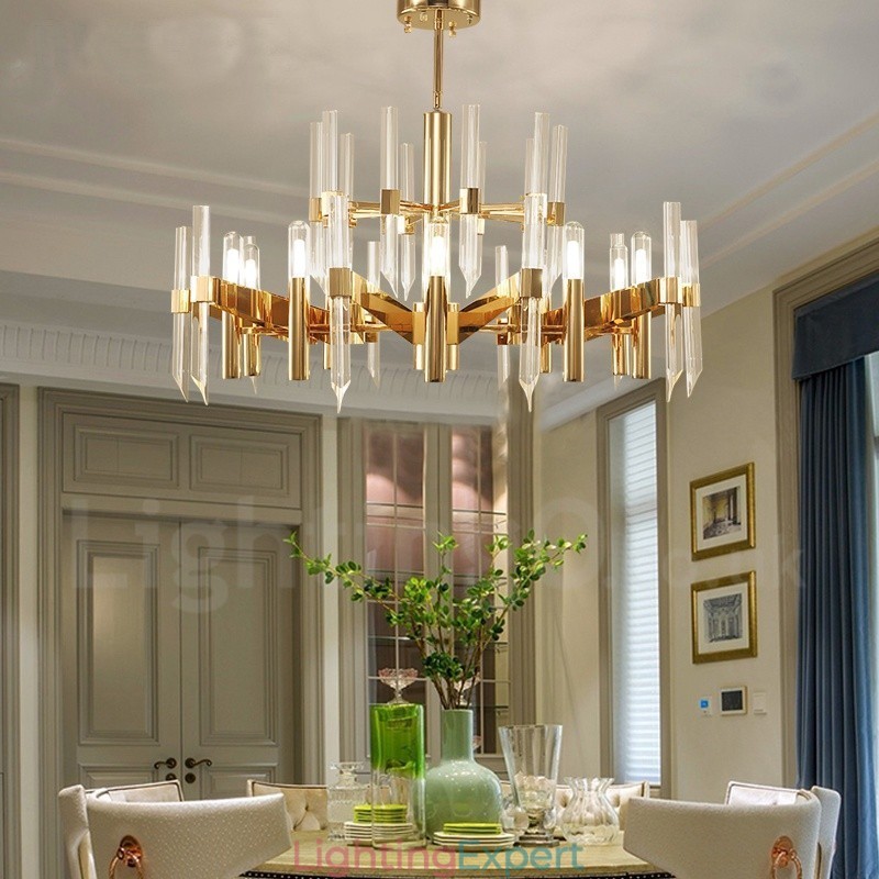 Modern Contemporary 18 Light Aluminum Alloy Chandelier with Crystal Shade