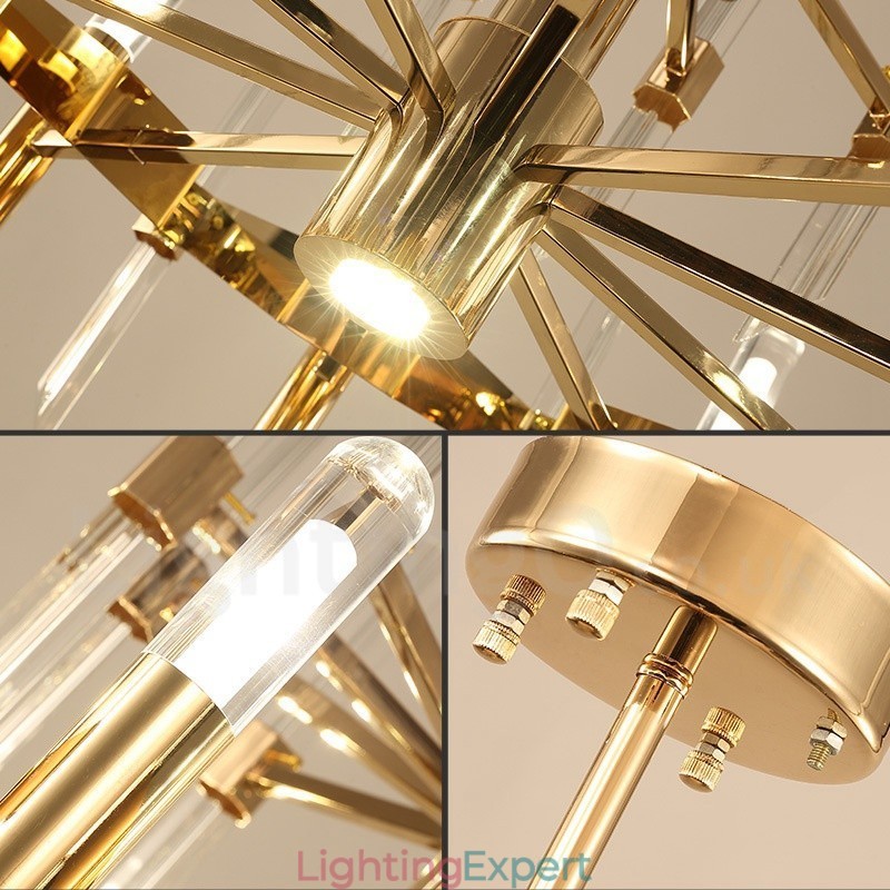 Modern Contemporary 18 Light Aluminum Alloy Chandelier with Crystal Shade