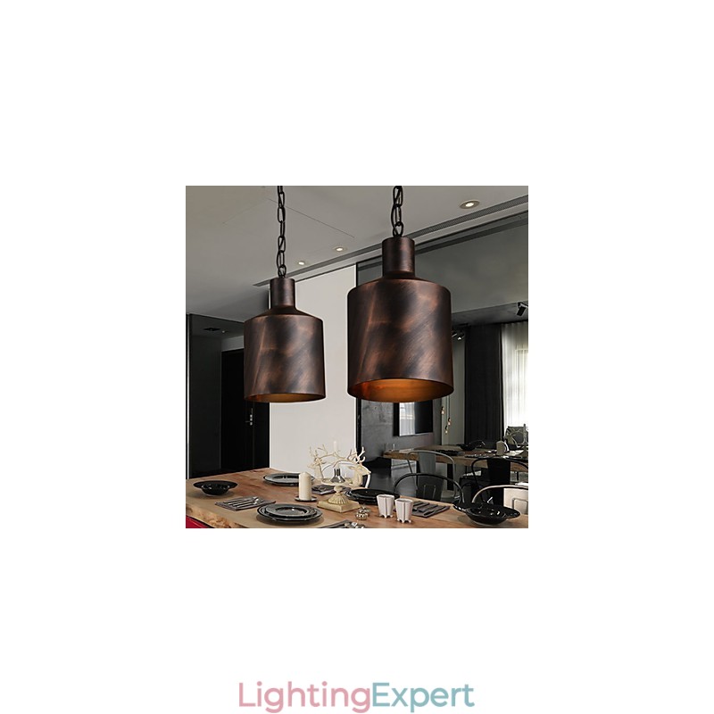 Chandelier Rustic Lodge Drum Metal Pendant Light