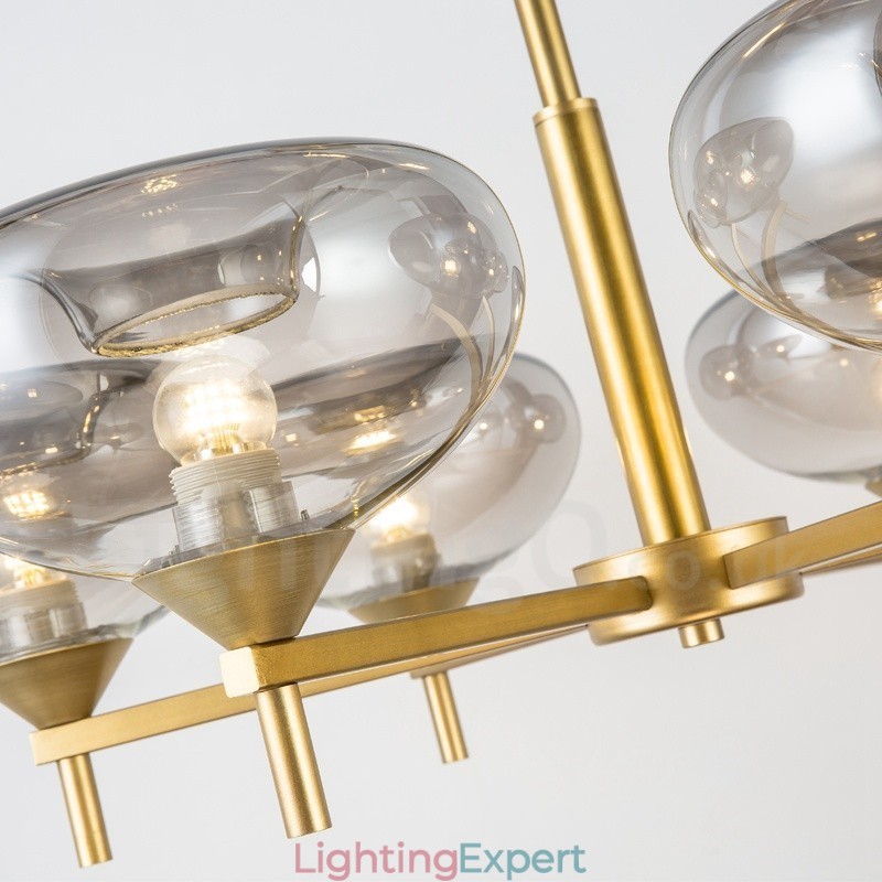 Modern Contemporary 6 Light Aluminum Alloy Chandelier with Glass Shade