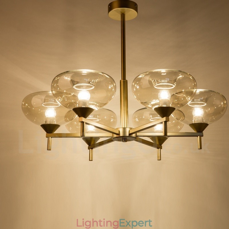 Modern Contemporary 6 Light Aluminum Alloy Chandelier with Glass Shade