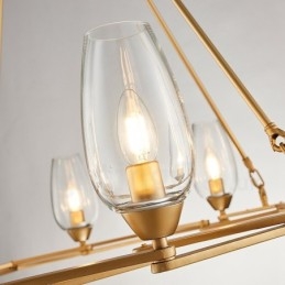 Modern Contemporary 8 Light Steel Pendant Light with Glass Shade
