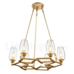 Modern Contemporary 6 Light Steel Pendant Light with Glass Shade