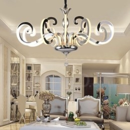 Modern Contemporary 12 Light Steel Chandelier with Acrylic Shade