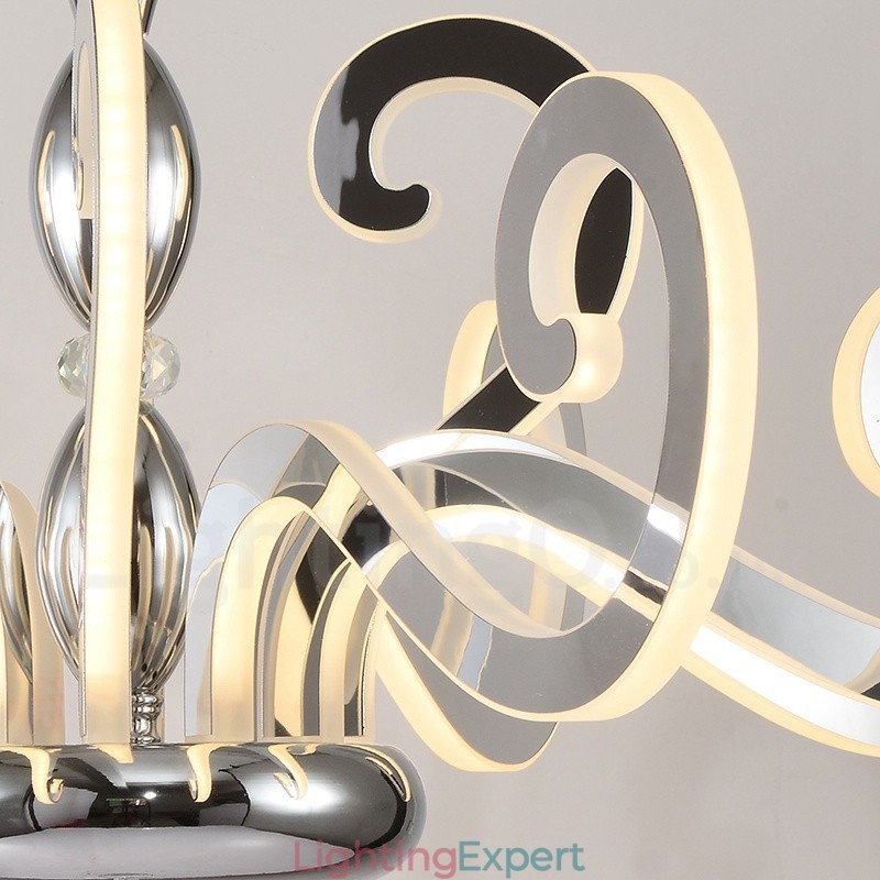 Modern Contemporary 12 Light Steel Chandelier with Acrylic Shade