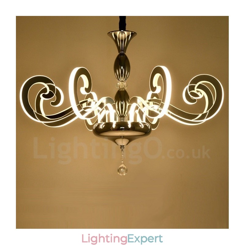 Modern Contemporary 12 Light Steel Chandelier with Acrylic Shade