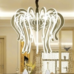 Modern Contemporary 20 Light Steel Chandelier with Acrylic Shade