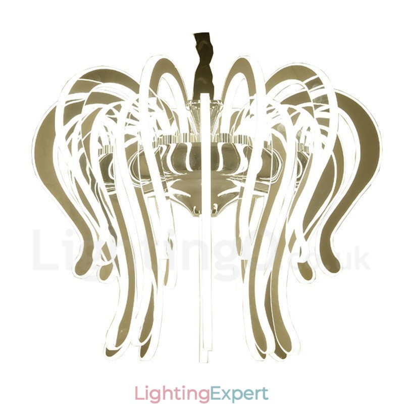 Modern Contemporary 20 Light Steel Chandelier with Acrylic Shade
