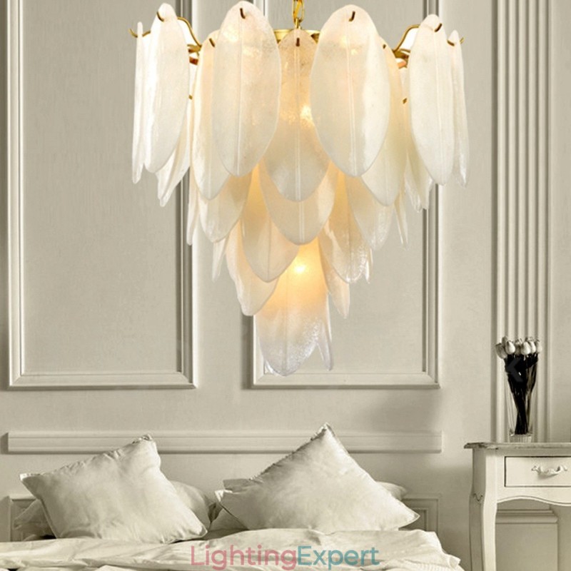 Modern Contemporary 6 Light Steel Pendant Light with Glass Shade
