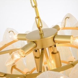 Modern Contemporary 6 Light Steel Pendant Light with Glass Shade