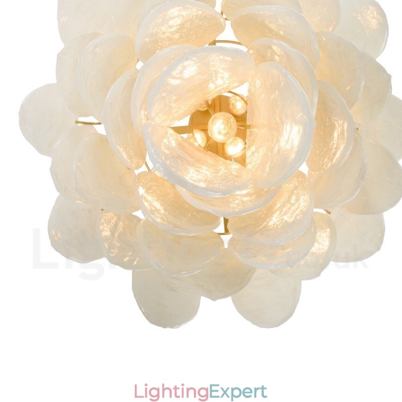 Modern Contemporary 6 Light Steel Pendant Light with Glass Shade