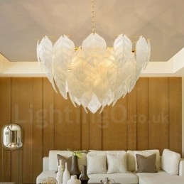 Modern Contemporary 4 Light Steel Pendant Light with Glass Shade