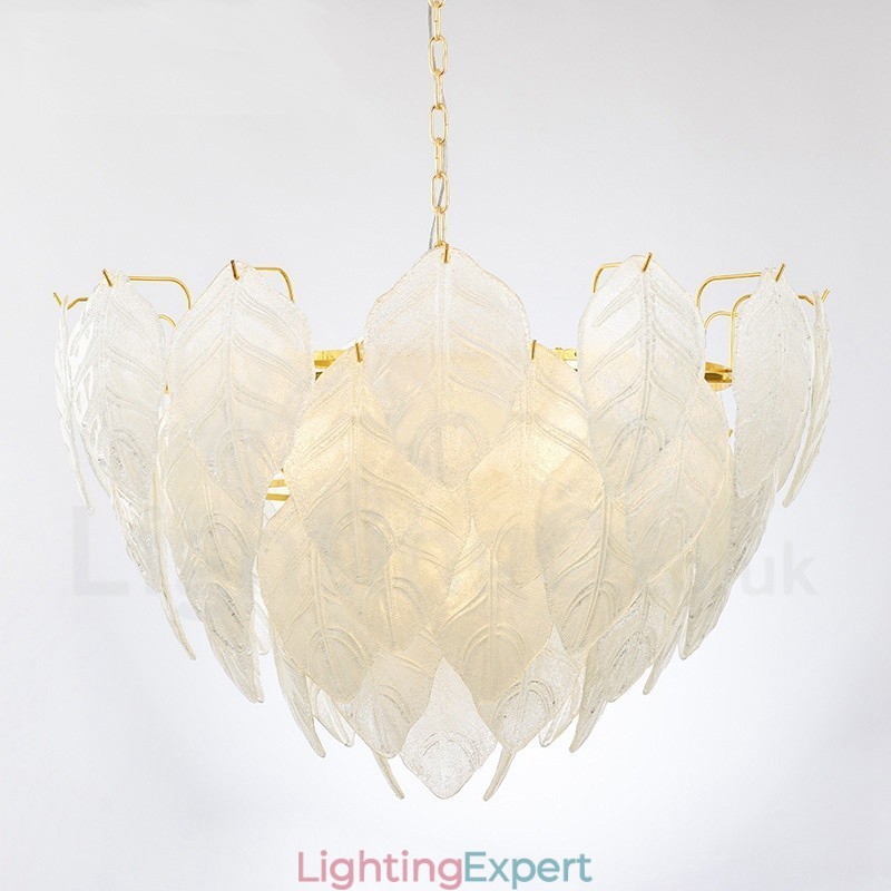 Modern Contemporary 4 Light Steel Pendant Light with Glass Shade