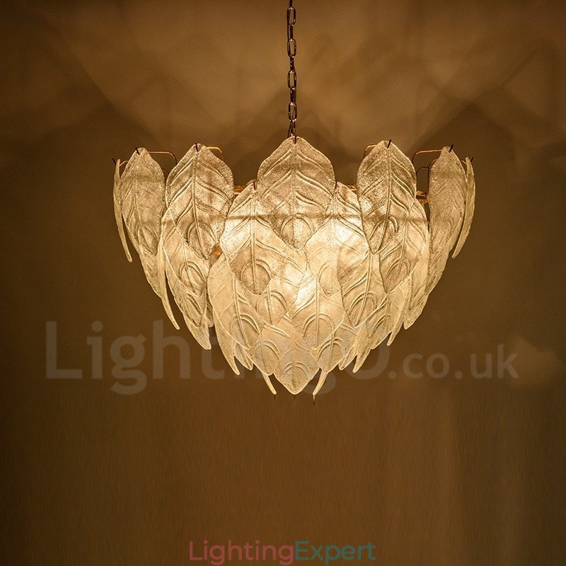 Modern Contemporary 4 Light Steel Pendant Light with Glass Shade