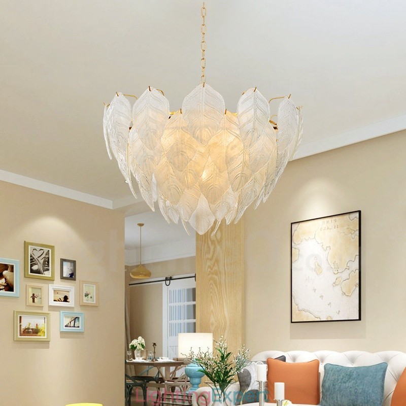 Modern Contemporary 4 Light Steel Pendant Light with Glass Shade