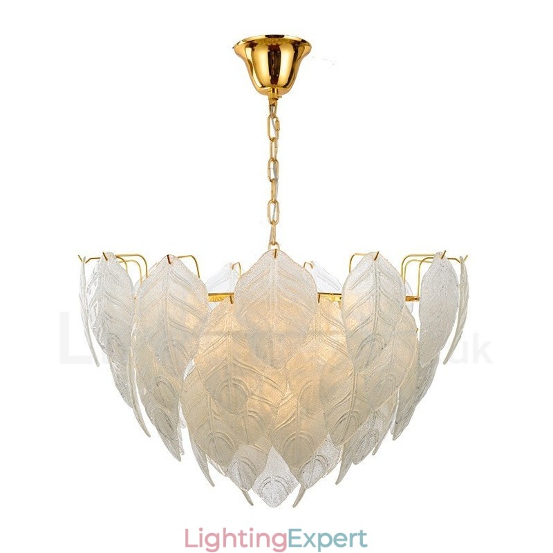 Modern Contemporary 4 Light Steel Pendant Light with Glass Shade