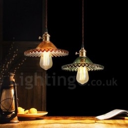 Rustic Lodge Retro 1 Light Steel Pendant Light with Glass Shade