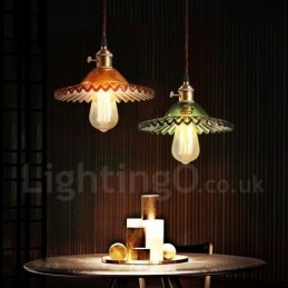 Rustic Lodge Retro 1 Light Steel Pendant Light with Glass Shade