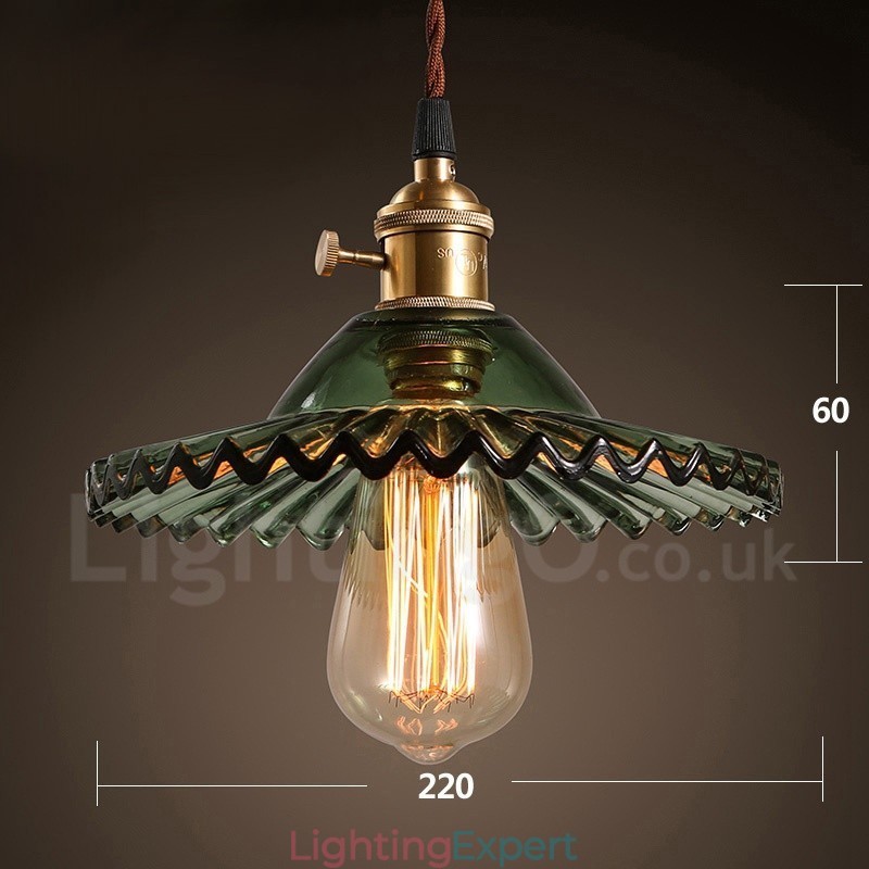 Rustic Lodge Retro 1 Light Steel Pendant Light with Glass Shade