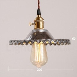 Rustic Lodge Retro 1 Light Steel Pendant Light with Glass Shade