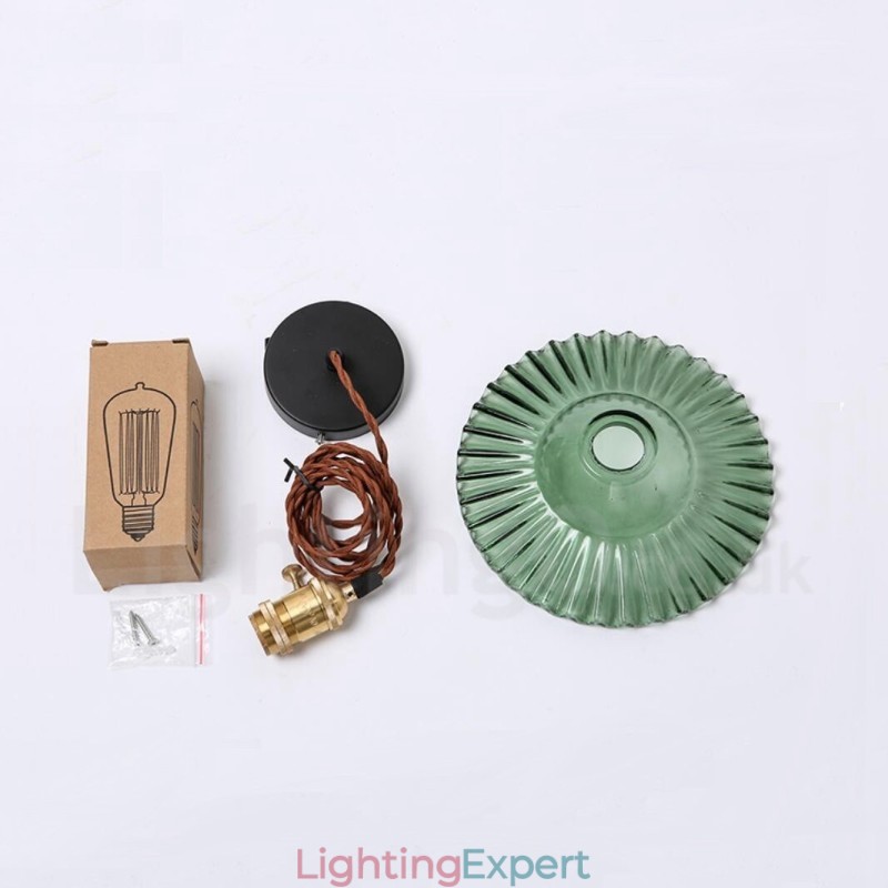 Rustic Lodge Retro 1 Light Steel Pendant Light with Glass Shade
