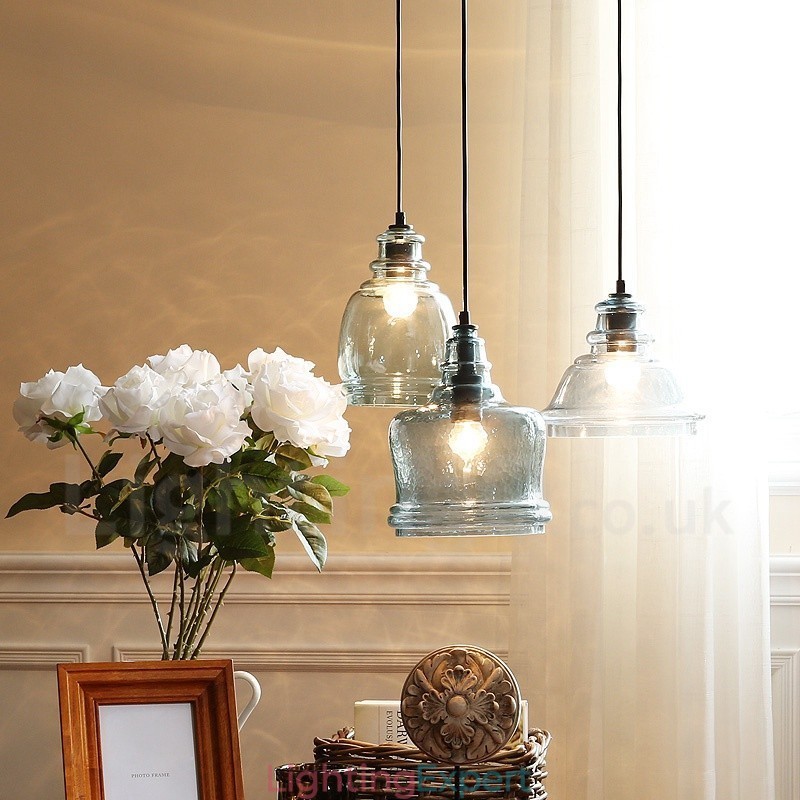 Modern Contemporary 1 Light Steel Pendant Light with Glass Shade