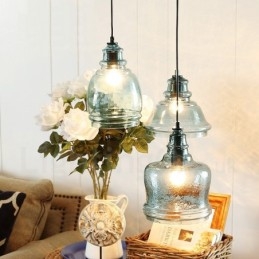 Modern Contemporary 1 Light Steel Pendant Light with Glass Shade