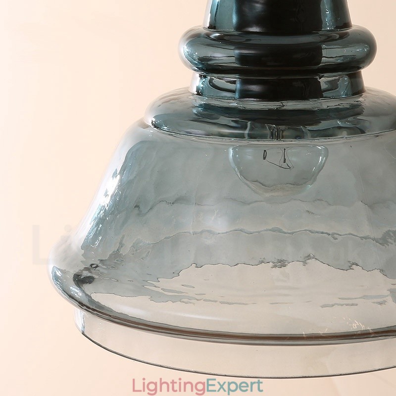 Modern Contemporary 1 Light Steel Pendant Light with Glass Shade