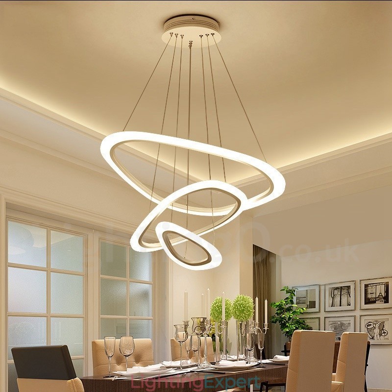 Dimmable With Remote Control Modern Contemporary 3 Light Aluminum Alloy Pendant Light with Acrylic Shade
