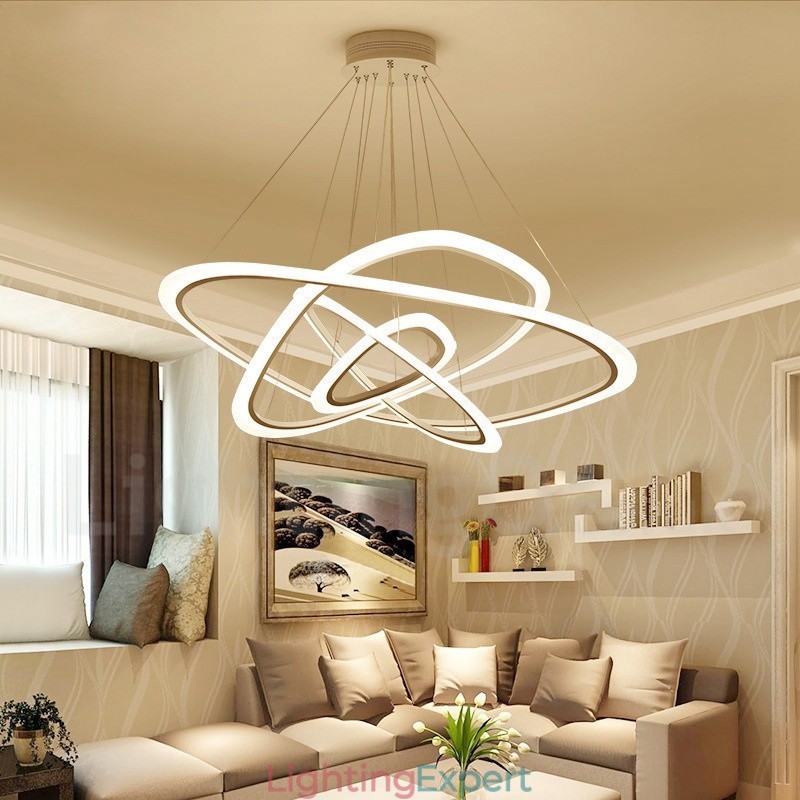 Dimmable With Remote Control Modern Contemporary 4 Light Aluminum Alloy Pendant Light with Acrylic Shade