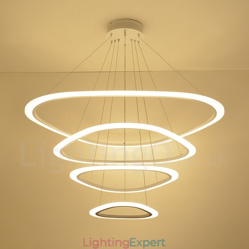 Dimmable With Remote Control Modern Contemporary 4 Light Aluminum Alloy Pendant Light with Acrylic Shade