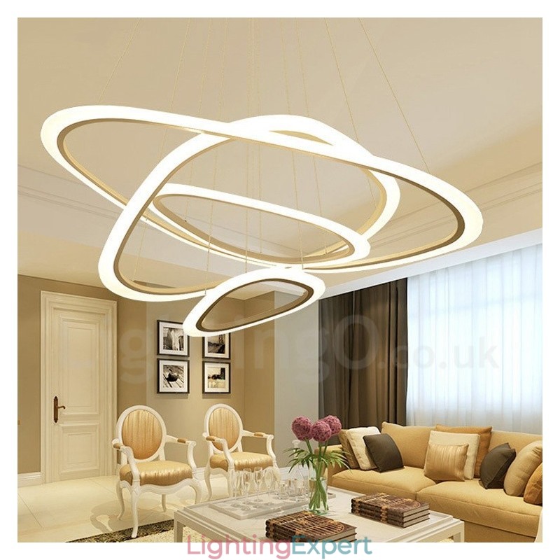 Dimmable With Remote Control Modern Contemporary 4 Light Aluminum Alloy Pendant Light with Acrylic Shade