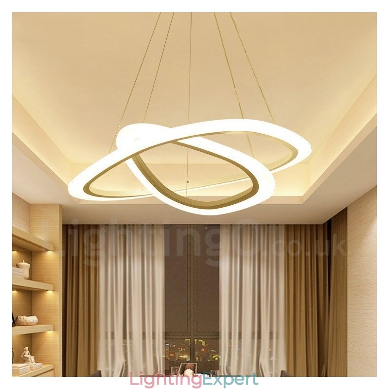 Dimmable With Remote Control Modern Contemporary 2 Rings Light Aluminum Alloy Pendant Light with Acrylic Shade