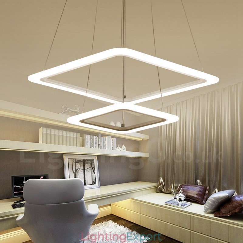 Modern Contemporary 2 Light Aluminum Alloy Pendant Light with Acrylic Shade