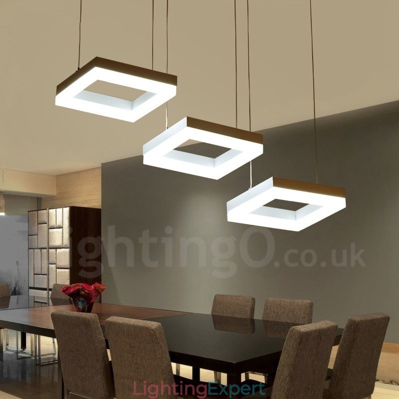 Modern Contemporary 3 Light Aluminum Alloy Pendant Light with Acrylic Shade